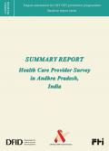 Summary Report: Health Care Provider Survey in Andhra Pradesh, India